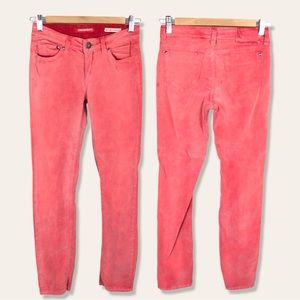 UnionBay Lucille Corduroy Adjustable Waist Skinny Jeans Brick Pink